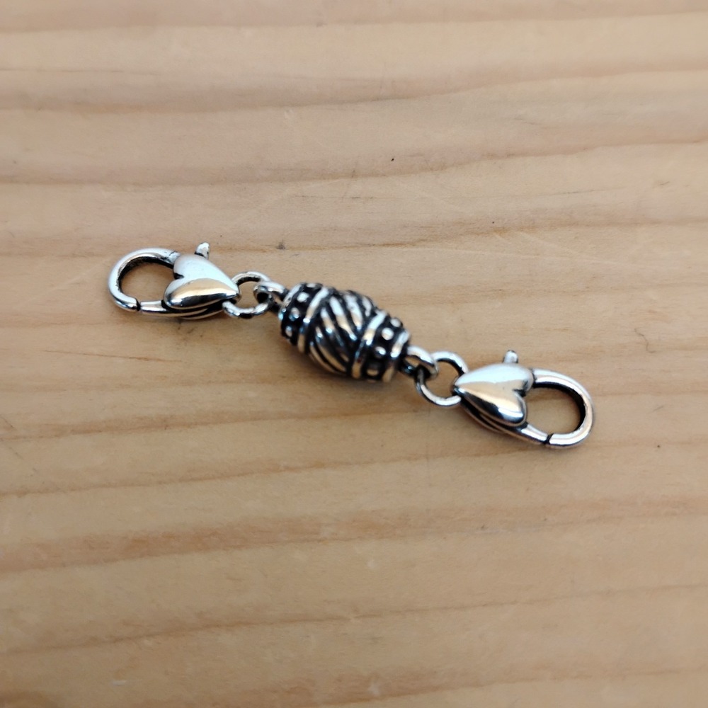 Brighton Silver Tone Necklace Bracelet Extender 2" Dual Heart Lobster Clasps